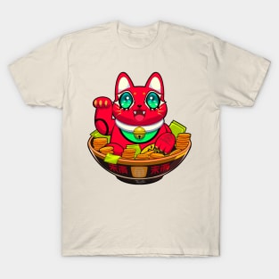 Cute Maneki Neko Ramen T-Shirt 2 T-Shirt